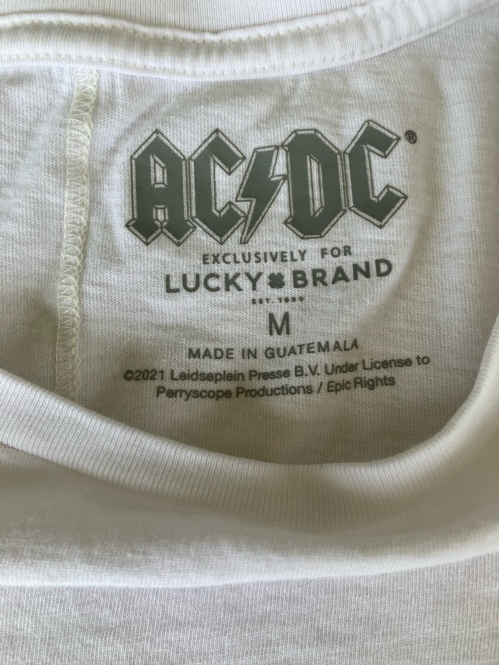 Lucky Brand White AC/DC Butterfly Graphic Tee size medium. Naturally lucky. - Picture 2 of 5